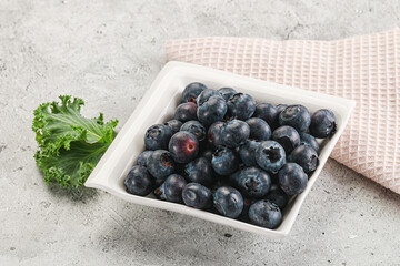 Sweet ripe blueberry on the bowl
