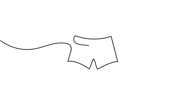 Animation of a single line drawing of underwear. Continuous contour movement of underwear. Continuous video with one line.