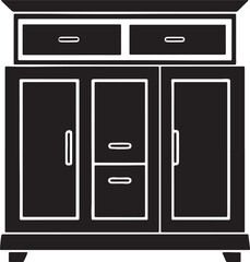 kitchen cabinet silhouette, black and white silhouette, vector and illustration