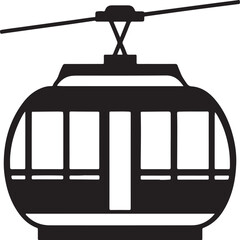 cable car silhouette, black and white silhouette, vector and illustration