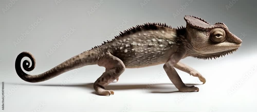 Poster stylized chameleon walking with steady rhythm and movement in animation