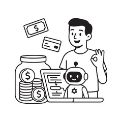 Financial Management Concept With Savings Jar And Happy Smiling Person