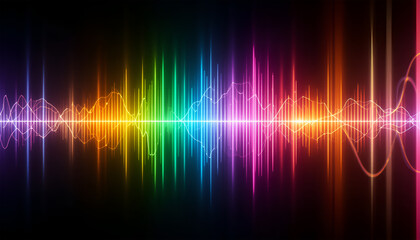 Vibrant Rainbow Sound Wave: Abstract Audio Visualizer Background