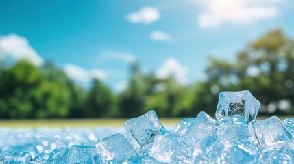 Sparkle of ice cubes in a cold summer drink, refreshing under the midday heat.