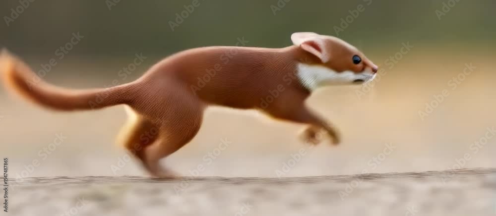 Poster stylized weasel leaping in action sequence with motion blur and dynamics