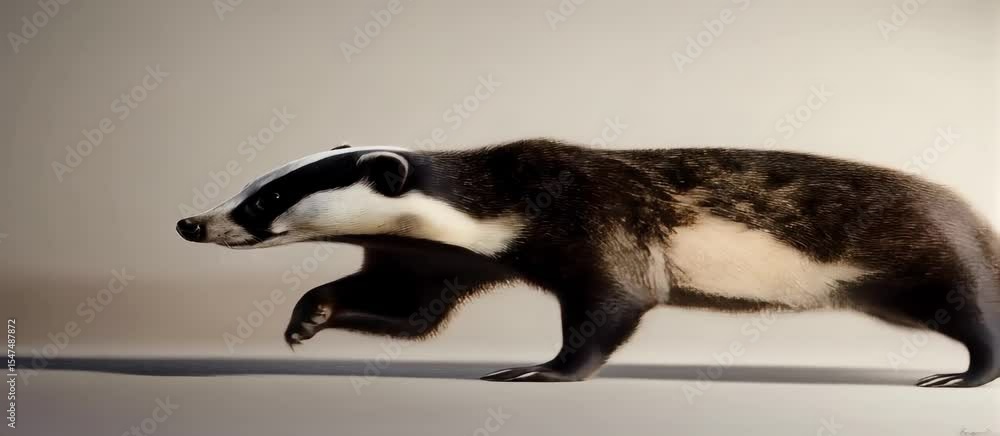 Poster stylized badger motion sequence: walking and transitioning