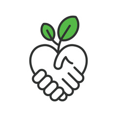 Fair Trade, icon in line design green. Fair-trade, ethical, certified, equality, sustainable, farmers, social-responsibility on white background vector. Fair Trade, editable stroke icon