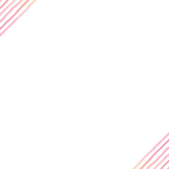 手描きの水彩のストライプ柄の背景フレームイラスト（ピンク色・正方形）