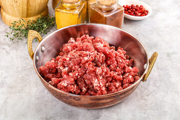 Raw beef minced meat for cooking