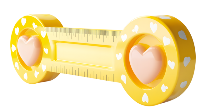 romantic love meter png 3d heart ruler yellow measuring heart png  love ruler icon pastel heart measure valentine's day gift png isolated on transparent - Powered by Adobe
