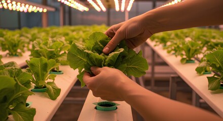 Indoor Hydroponic Farming Growing Lettuce in a Controlled Environment