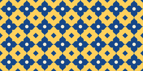 Moroccan floral seamless pattern. Arabian geometric background, banner, cover. Mosaic. Damask. Vector illustration.