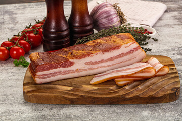 Fat bacon cut with slices