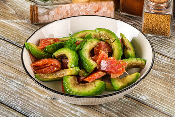 Salad with avocado and salmon