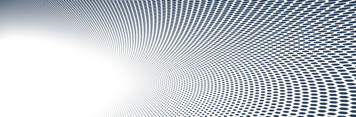 Dotted vector abstract background, black dots in perspective flow, dotty texture abstraction, big data technology image, single color cool backdrop.