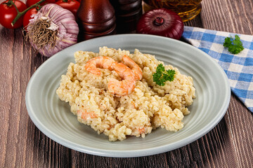 Gourmet risotto with prawn and cheese