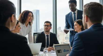 Business team meeting in office isolated on transparent background