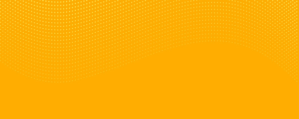 Yellow orange halftone pattern. Retro comic gradient background. Square pixilated dot cartoon texture. Pop art faded gradient pattern. Vector backdrop.