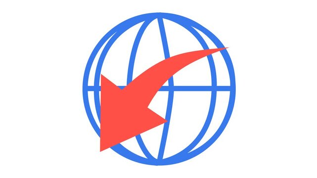 Global downtrend and decline icon in cartoon animation. Internet connection slowdown symbol. Worldwide economic downturn sign. Alpha channel.