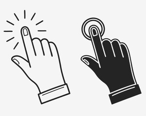 Obraz premium Clicking Hand Icon Set, Digital Interface Touch Gesture Elements
