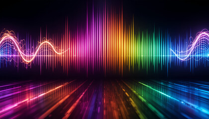Vibrant Rainbow Soundwave Abstract Background:  Perfect for Music & Tech Designs