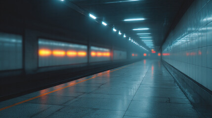 Mysterious Empty Subway Station at Night