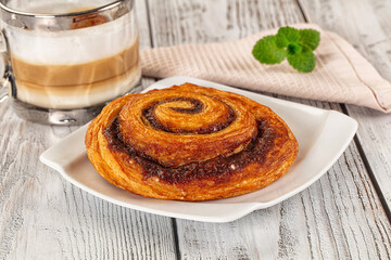 Homemade cinnabon swirl pastry with cinnamon