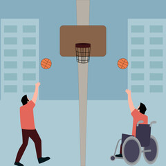 Peoples playing basketball illustration