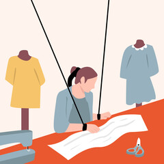 Seamstress overwork illustration