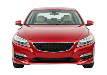 Shiny Red Automobile in a Studio Shot. Cut Out, Clipping Path on Transparent Background.
