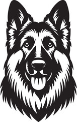 German Shepherd Dog Silhouette Vector | Black and White Illustration	