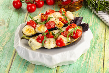 Baked eggplant with cherry and mozzarella