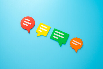 Comments and feedback. Conversation clouds. Conduct a dialogue, generate ideas. Brainstorming. Open...