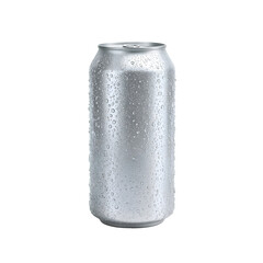 Refreshing Silver Aluminum Beverage Can with Condensation – Clean Transparent Background