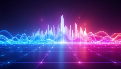 Neon Data Visualization: Abstract Digital Waveform Background