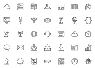 Network and communications line icons set