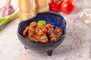 Hungarian goulash with beef meat
