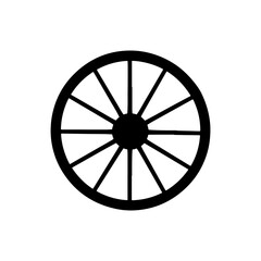 Fototapeta premium Wheel wagon silhouette vector flat illustration on white background.