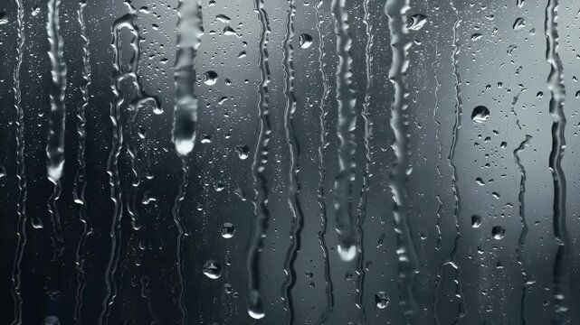 Rain Drops on Glass Overlay Footage with Plain Black Background Cinematic Rainy Day Atmosphere
