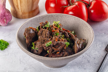 Roasted chicken liver with green onion