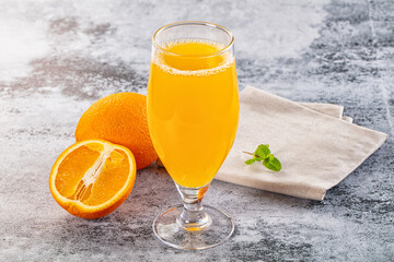 Fresh orange juice in the glass