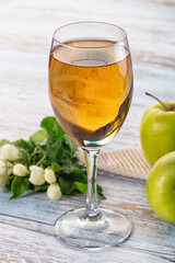 Apple yellow juice in the glass