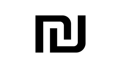 Thousand Shekel Symbol, black isolated silhouette