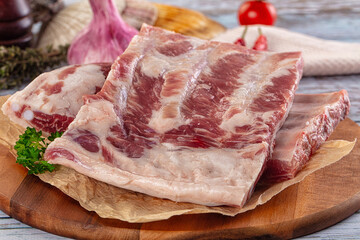 Raw pork ribs for cooking