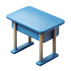 Blue school desk icon 3d render isolated on transparent background
