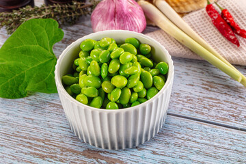 Edamame beans in the bowl