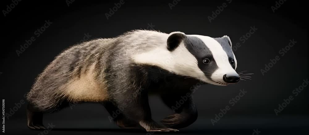 Poster stylized badger in dynamic run: capturing lifelike motion and detail