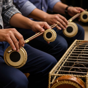 Close-up of Hands Playing Thai Instruments