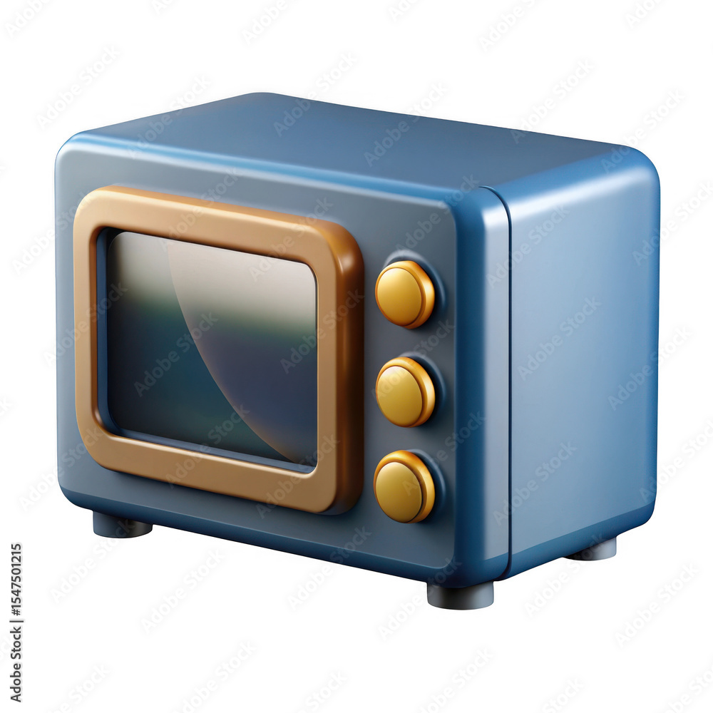 Poster retro style television 3d render isolated on transparent background