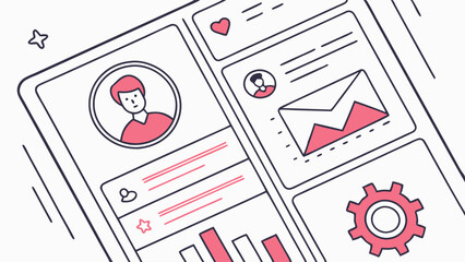 Fototapeta premium Digital Dashboard with User Profile Data and Analytics Illustration